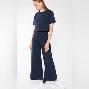 Ripley Rader SET navy ponte wide leg pants ankle edit and short sleeve top size2